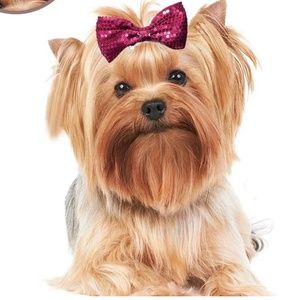 4" Big Dogs Hair Clips for Large Dogs Sequins Hair Side Clips Pet Bowknot Wine